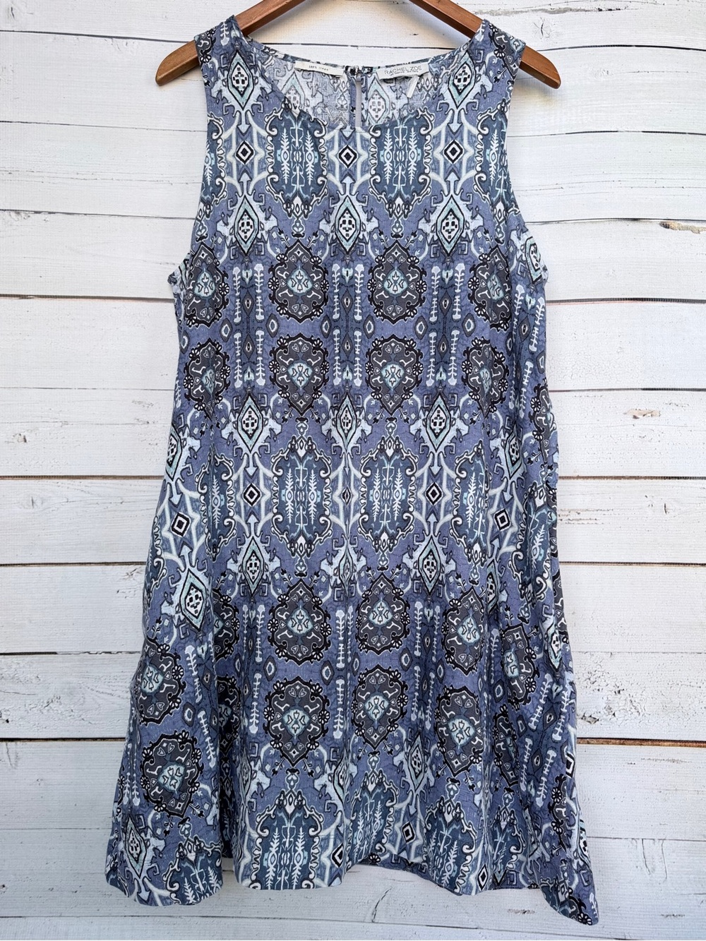 Rachel Zoe 100% Linen Medallion Print Sleeveless Mini Dress Size Large